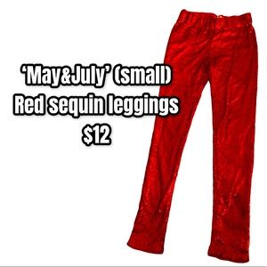 Red sequin pants